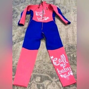 Slinx Girls (XXL) Thermal Flex Neoprene Wetsuit Find & Sline Blue & Pink Floral